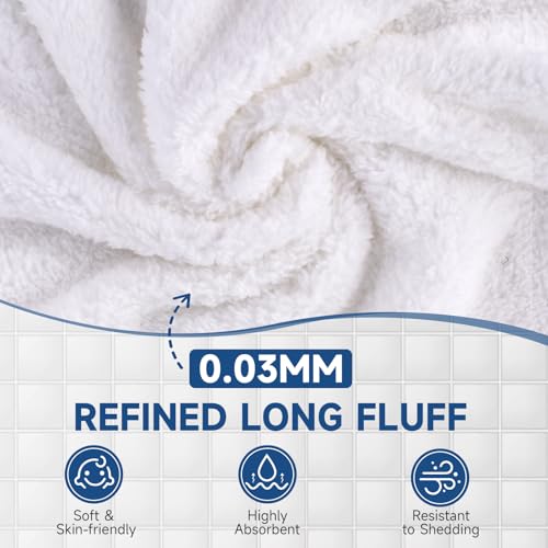 TEAWOO 40 Pack White Coral Velvet Washcloths Bulk Highly Absorbent and Soft Face Towels MultiPurpose Wash Cloths Hand Towels for Bathroom Hotel Spa and Gym 12 x 12 inches - Image 3