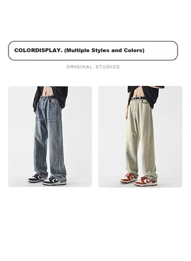 Dingfengbaoluo Men's American Style Jeans Spring Summer High Street Straight Wide-leg Loose Brand Men's Trousers Dfs05 Black L - Image 2