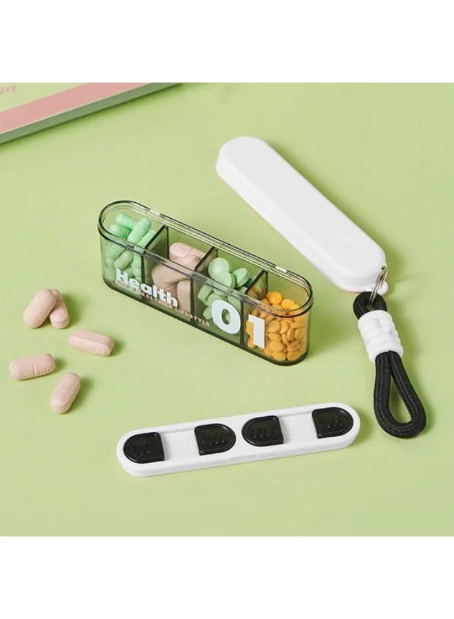 Portable pill organizer with 4 compartments - moisture-resistant vitamin case with key ring for travel and commuting. - Image 1