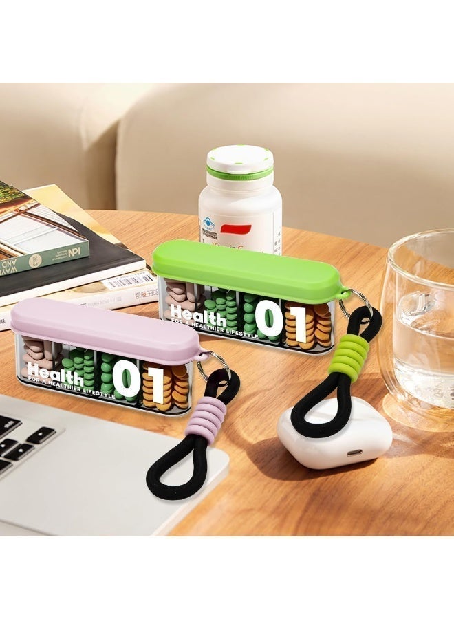 Portable pill organizer with 4 compartments - moisture-resistant vitamin case with key ring for travel and commuting. - Image 4