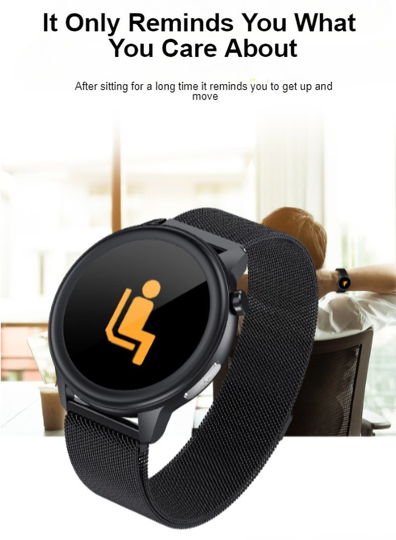 AROAQ E80 Smart Watch, Ai Artificial Intelligence Fitness Tracker Watch, Touch Screen Durable Health Monitoring Watch With ECG+PPG Body Temperature, Blood Pressure Oxygen Heart Rate Monitoring,(black steel) - Image 2