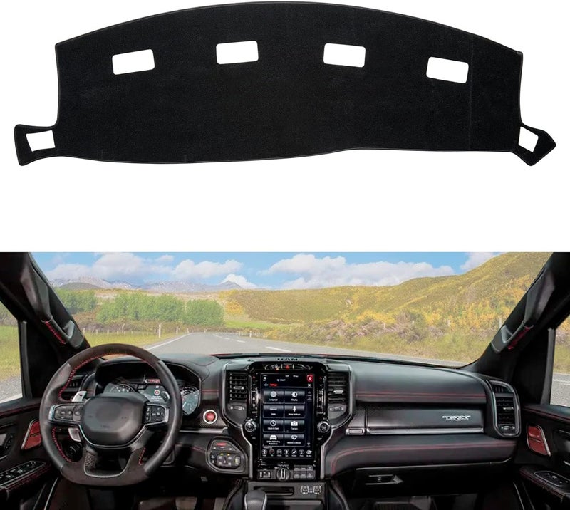 BERKSYDE Dashboard Dash Cover Mat Carpet Compatible with 02-05 Dodge Ram 1500 03-05 Dodge Ram 2500 3500(Black) - Image 1