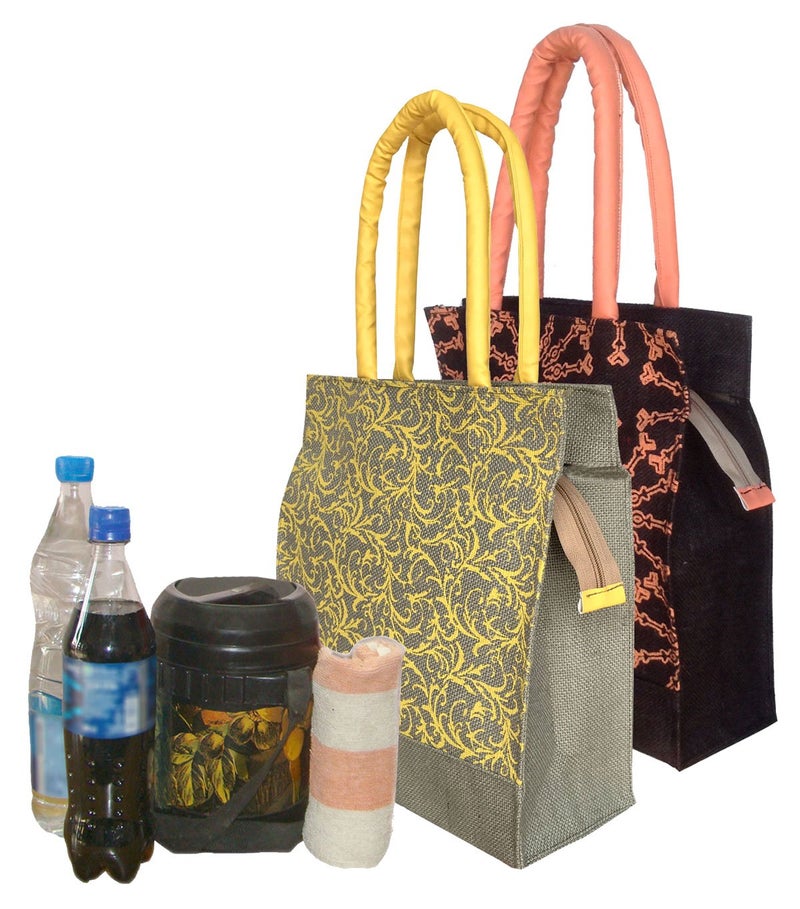 FOONTY Daily Use Women Jute Lunch Bags(Combo Of 2,Multicolour,Fab-11), 11 liter - Image 5
