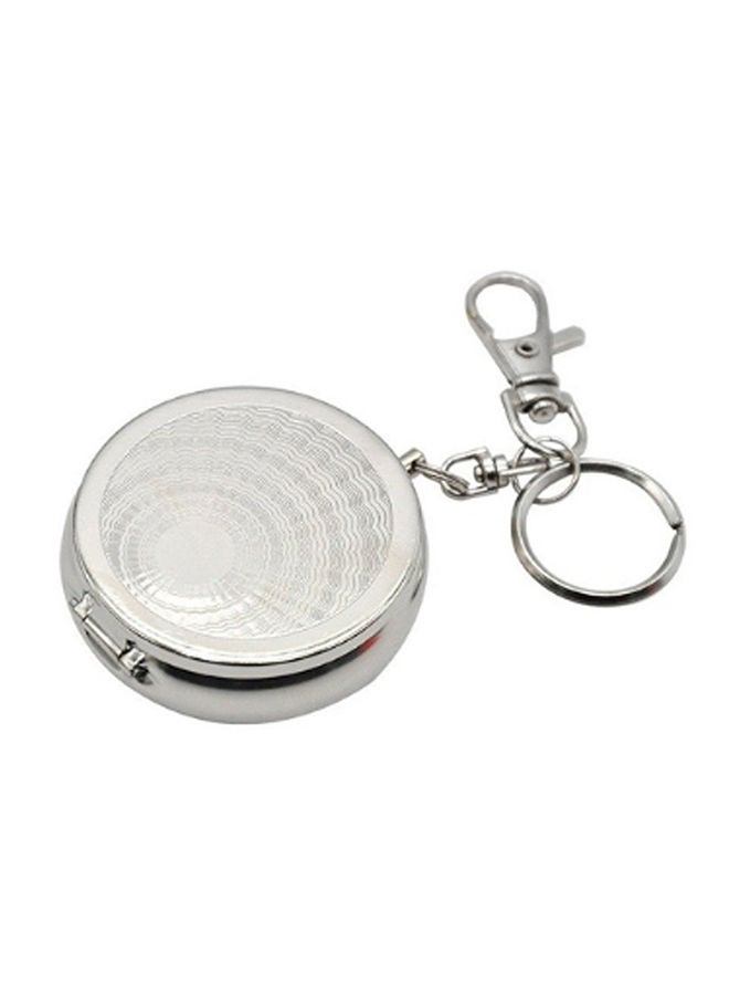 1PC Portable Pocket Ashtray Mini Stainless Steel with Key Chain Silver - Image 1