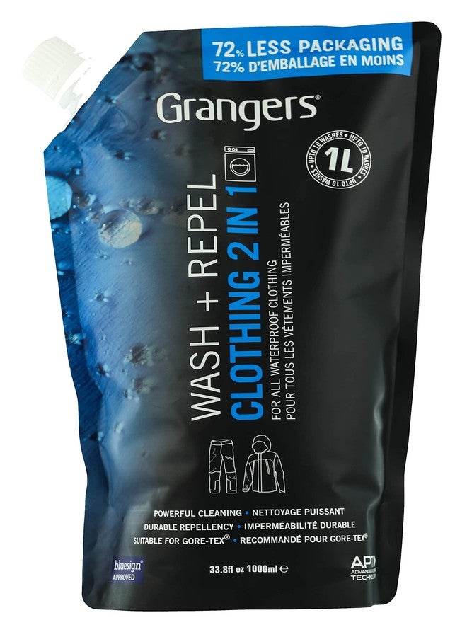 Grangers Wash and Repel (33.8 fl oz Refill) | 2-in-1 Washing and Waterproofing Detergent - Restores DWR Finish and Breathability for Jackets and Outerwear including Gore-Tex | PFC-Free Formula