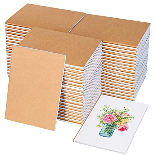 IKAYAS 100 Pack Kraft Notebooks Unlined Mini Kraft Paper Notebook 52 Pages A6 Blank Mini Notebooks Bulk, Student Paper Journals Composition Notebooks for Kids Classroom Teacher Supplies, 4.1 x 5.7 Inch - Image 1