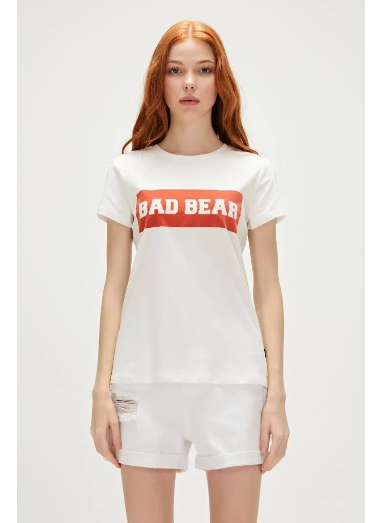 باد بير Badbear Women's White T-Shirt 23.03.07.009 Flog T-Shirt