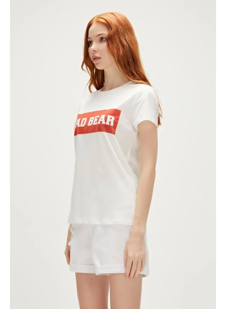 باد بير Badbear Women's White T-Shirt 23.03.07.009 Flog T-Shirt