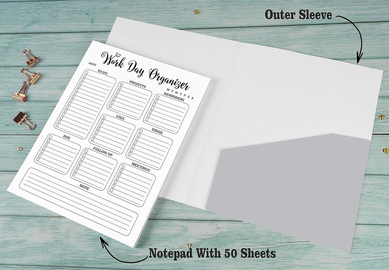 Inkdotpot Work Day Schedule Planner, Personal Organizer- Home- and Office Work Journal- 50 Undated Pages for Daily Tasks- Tear Off Notepad- Notes- (8.5x11) Daily Task Organizer- to-Do List Pad - Image 5