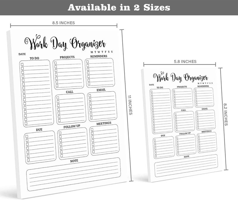 Inkdotpot Work Day Schedule Planner, Personal Organizer- Home- and Office Work Journal- 50 Undated Pages for Daily Tasks- Tear Off Notepad- Notes- (8.5x11) Daily Task Organizer- to-Do List Pad - Image 4