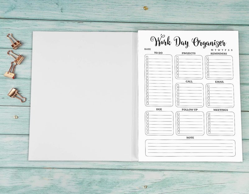Inkdotpot Work Day Schedule Planner, Personal Organizer- Home- and Office Work Journal- 50 Undated Pages for Daily Tasks- Tear Off Notepad- Notes- (8.5x11) Daily Task Organizer- to-Do List Pad - Image 2