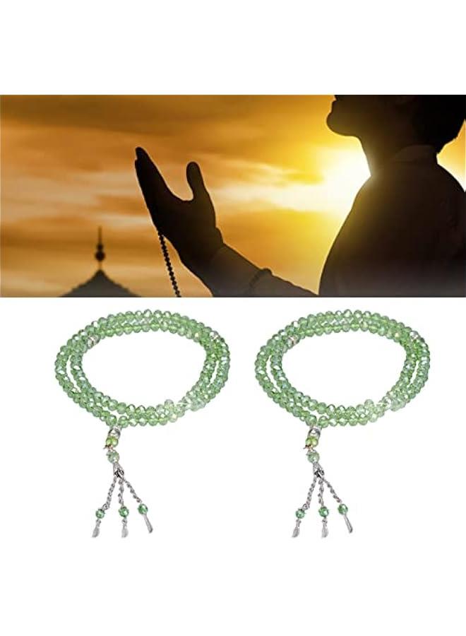 OCTOBER 2Pcs Muslim Prayer Beads, 99 Beads Mihrab Separators Count Exquisite Design Tasbih Prayer Beads for Hand Bag, Tamarind Wood Tasbih Prayer Beads Islamic Prayer Beads(Emerald) - Image 3