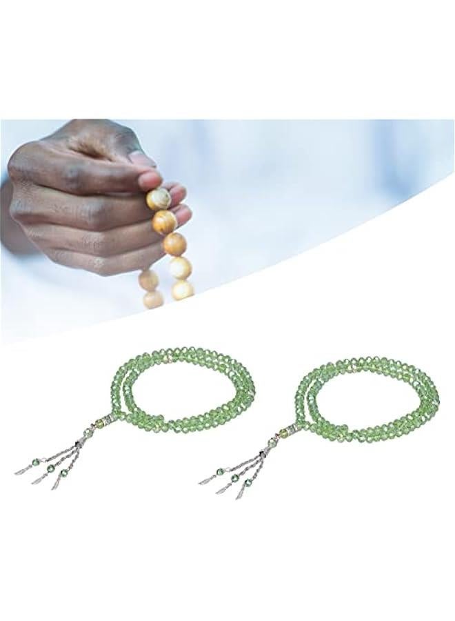 OCTOBER 2Pcs Muslim Prayer Beads, 99 Beads Mihrab Separators Count Exquisite Design Tasbih Prayer Beads for Hand Bag, Tamarind Wood Tasbih Prayer Beads Islamic Prayer Beads(Emerald) - Image 4