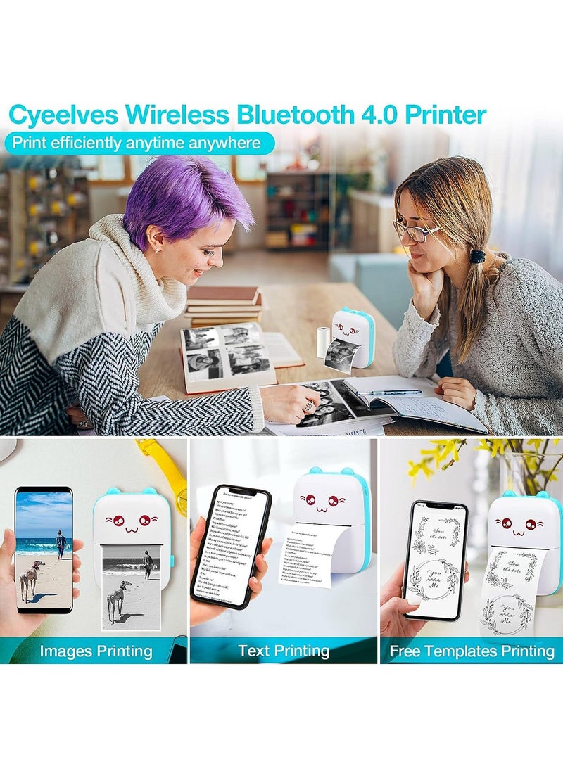 Gerenic Portable Mini Printer, Mini Thermal Printer, Mini Pocket Printer with Colored Paper*3, Self-adhesive Stickers*5, Watercolored Pens*5 and Stickers, Mini Photo Printer, Wireless Bluetooth Smart Phone In  - Image 2