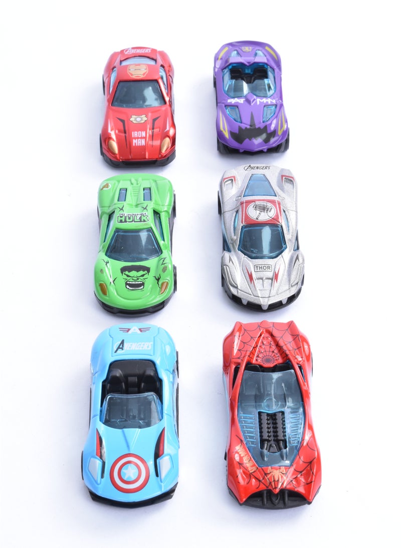 مجموعة سيارات صغيرة لعبة مكونة من 6 قطع متعدد الألوان - Image 1