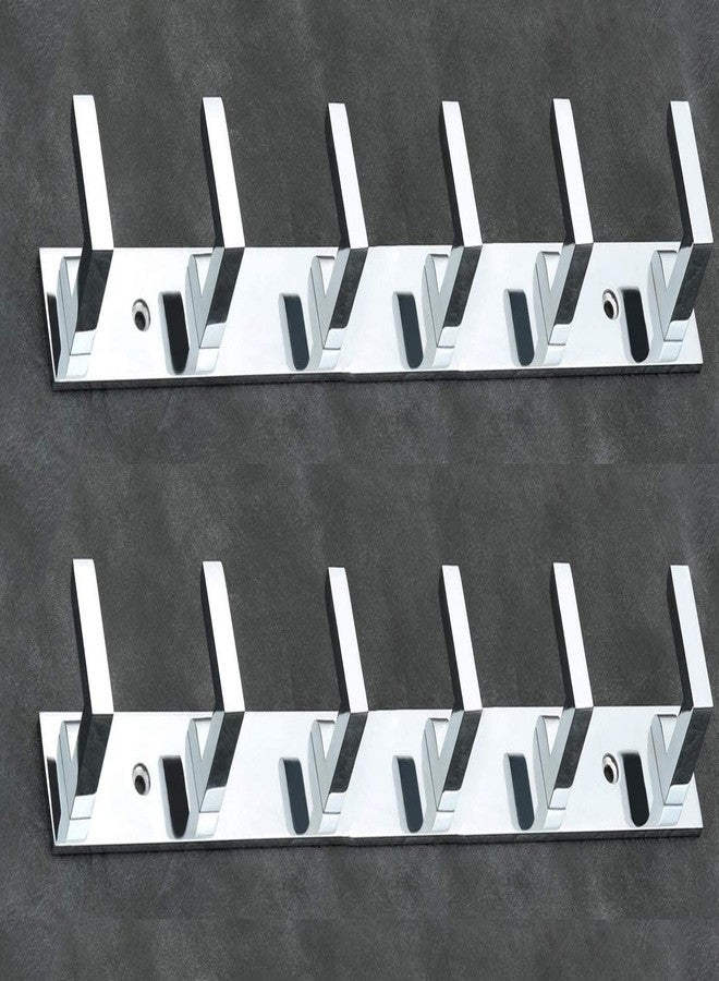 JWL Hook Rail Hanger Door Wall Bedroom Bathroom Hooks Rail for Hanging Keys,Clothes,Towel l Hook (Silver, Pack of 2 - Image 1