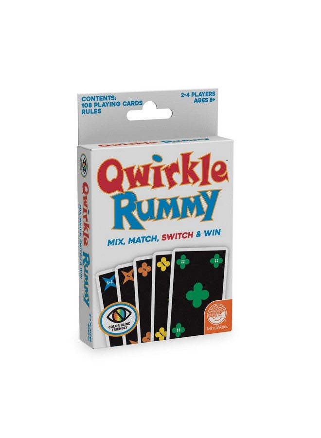 مايندوير MindWare Qwirkle Rummy Color Blind-Friendly Edition- من السهل اللعب للعبة الورق المفضلة للعائلة التي تعاني من ضعف الرؤية والعائلية Twist on Qwirkle - تحدي الدماغ الممتع - استراتيجية الأطفال والكبار - 2-4 لاعبين - Image 1