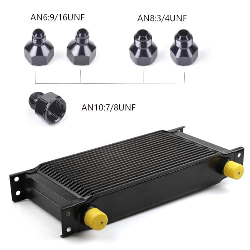ZHSYMX 19 Row AN10-10AN Stacked Plate Oil Cooler With 6AN 8AN Adapter Universal Engine Transmission British Radiator Oil Cooler Condenser Aluminium Alloy Black - Image 2