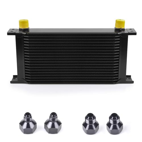 ZHSYMX 19 Row AN10-10AN Stacked Plate Oil Cooler With 6AN 8AN Adapter Universal Engine Transmission British Radiator Oil Cooler Condenser Aluminium Alloy Black - Image 1