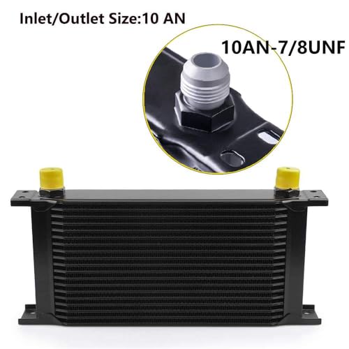 ZHSYMX 19 Row AN10-10AN Stacked Plate Oil Cooler With 6AN 8AN Adapter Universal Engine Transmission British Radiator Oil Cooler Condenser Aluminium Alloy Black - Image 5