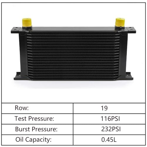 ZHSYMX 19 Row AN10-10AN Stacked Plate Oil Cooler With 6AN 8AN Adapter Universal Engine Transmission British Radiator Oil Cooler Condenser Aluminium Alloy Black - Image 4