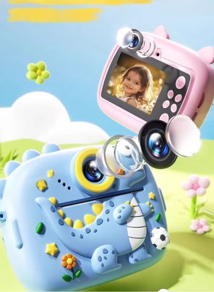Instant Print Kids Camera 48MP Dual Lens with 2.4" IPS Screen, 1080P HD Video, MP3 Player, Games, Voice Recorder, Selfie Mode, Smart Focus, Funny Frames, No-Ink Thermal Printing with 3 Paper Rolls, Rechargeable 1000mAh Battery, Expandable Memory up to 128GB – Perfect Gift for Children Ages 4-12 - Image 3