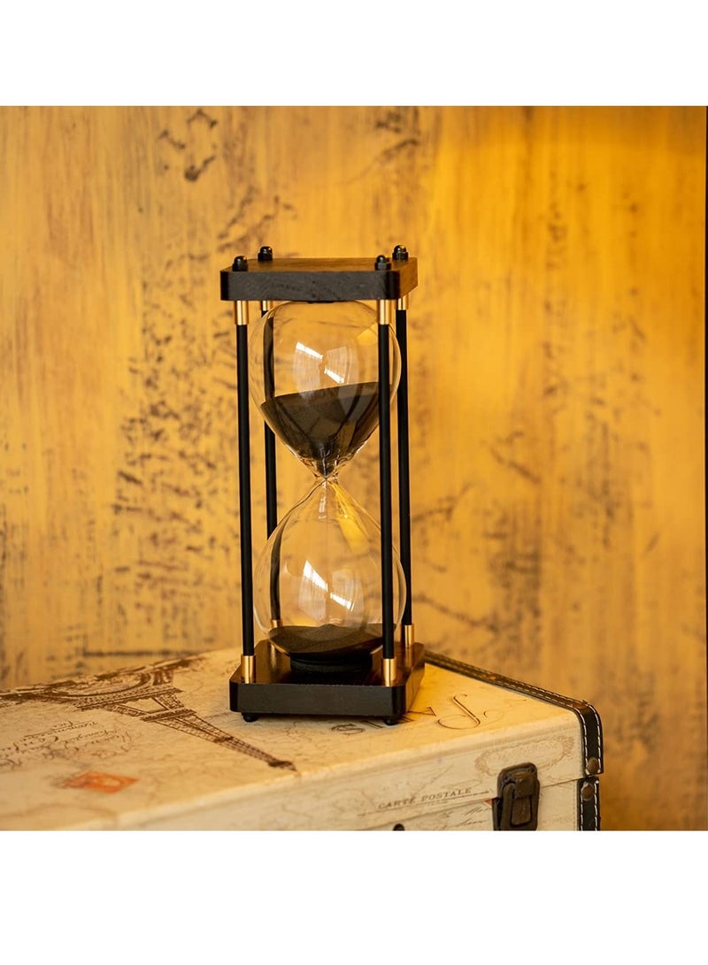 SOLARAE ساعة رملية، 60 دقيقة ساعة رملية خشبية عتيقة للرجال والنساء ساعة هادئة للمنزل والمكتب والمطبخ وزينة الزفاف والزخارف زرقاء - Image 4