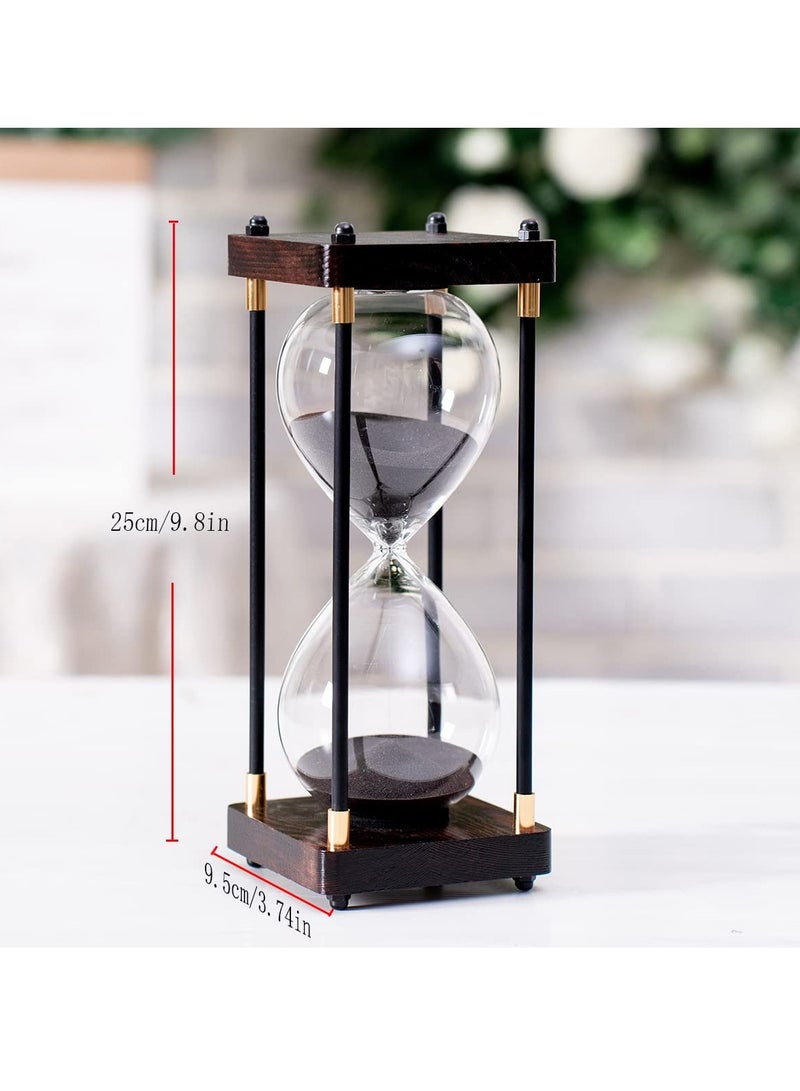 SOLARAE ساعة رملية، 60 دقيقة ساعة رملية خشبية عتيقة للرجال والنساء ساعة هادئة للمنزل والمكتب والمطبخ وزينة الزفاف والزخارف زرقاء - Image 3
