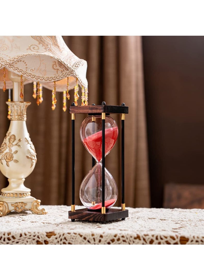 SOLARAE ساعة رملية، 60 دقيقة ساعة رملية خشبية عتيقة للرجال والنساء ساعة هادئة للمنزل والمكتب والمطبخ وزينة الزفاف والزخارف زرقاء - Image 5