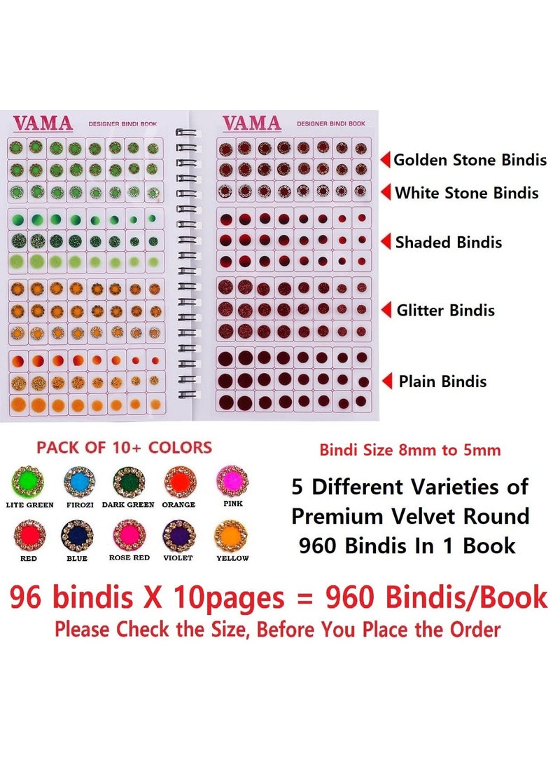 VAMA Fashions Multicolour Plain Glitter Sparkle Shaded Crystal Diamond Stone Bindi Booklet Reusable Self-Adhesive Sticker For Women (Designer Bindi Book),Skin,17 Cm,10 Cm - Image 4