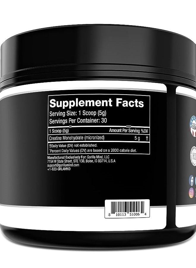 Gorilla Mind - Gorilla Mode Creatine Monohydrate Enhance Strength & Power 150g - Image 1