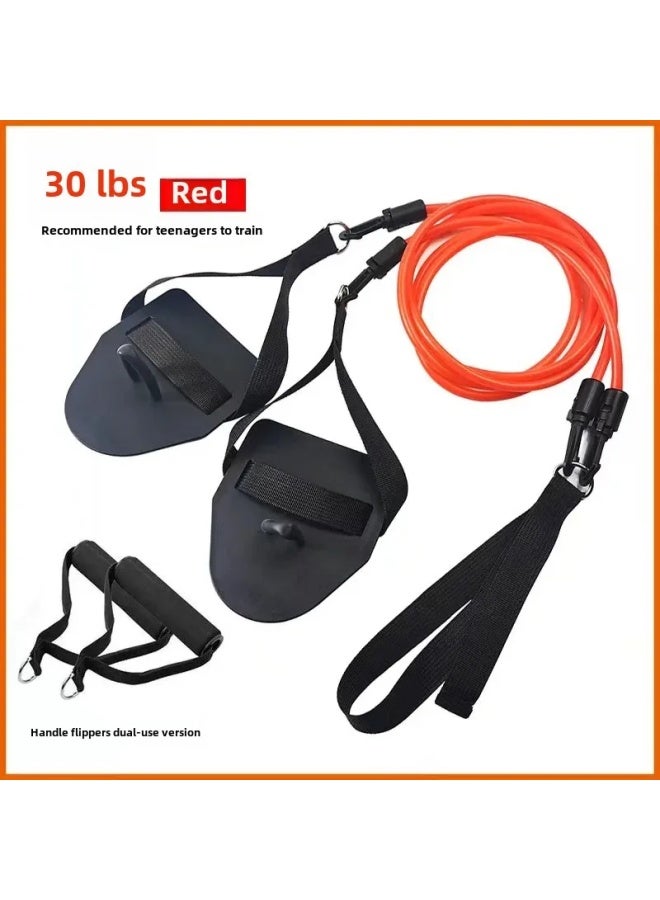 Generic Professional Swimming Trainer Resistance Rope Children's Adult Beach Arm Strengthener Hand Paddle Free Swimming Simulation Train-Color:Flipper Handle Dual-use [60 Pounds] Black [ordinary 2.4 Meters]]  - Image 2