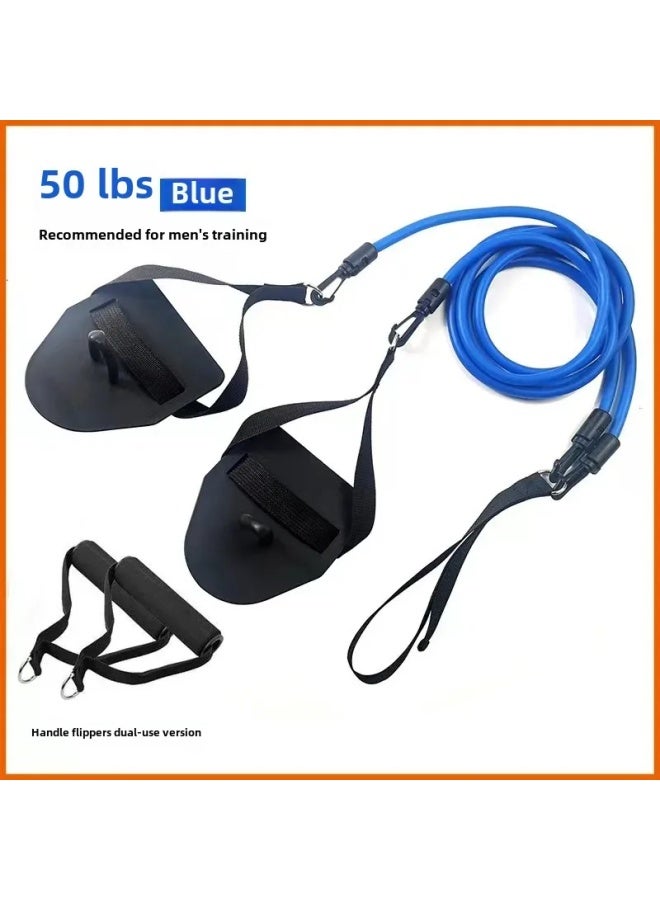 Generic Professional Swimming Trainer Resistance Rope Children's Adult Beach Arm Strengthener Hand Paddle Free Swimming Simulation Train-Color:Flipper Handle Dual-use [60 Pounds] Black [ordinary 2.4 Meters]]  - Image 3