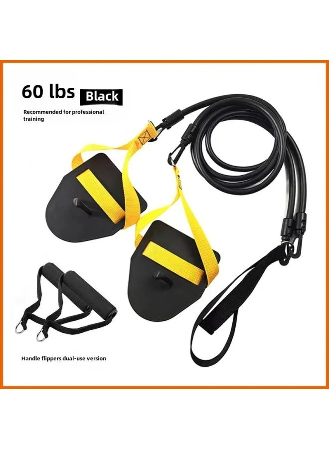 Generic Professional Swimming Trainer Resistance Rope Children's Adult Beach Arm Strengthener Hand Paddle Free Swimming Simulation Train-Color:Flipper Handle Dual-use [60 Pounds] Black [ordinary 2.4 Meters]]  - Image 5