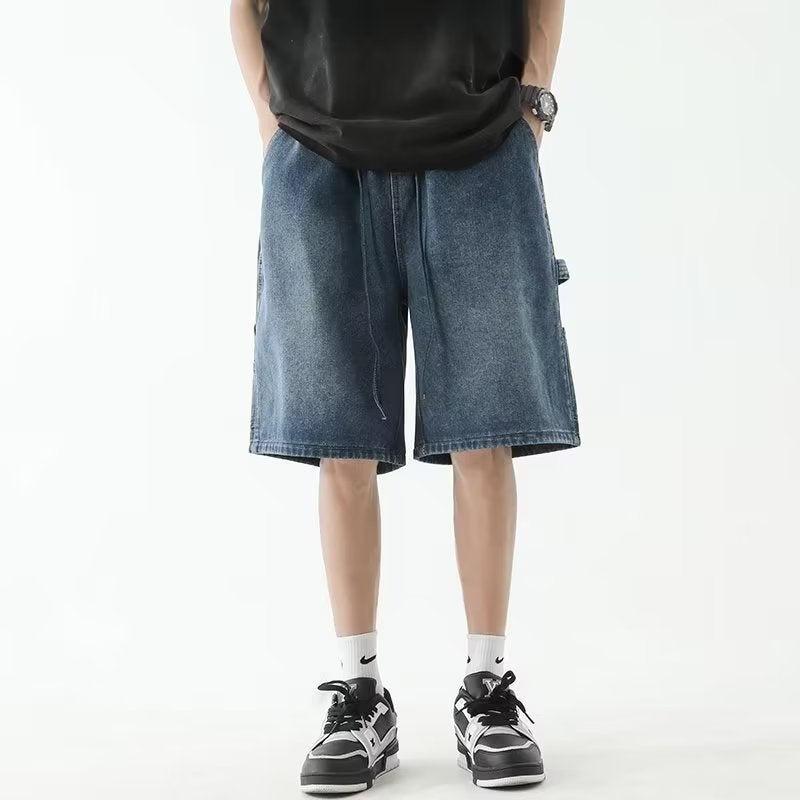 Summer Casual Loose Denim Shorts dark blue  - Image 1