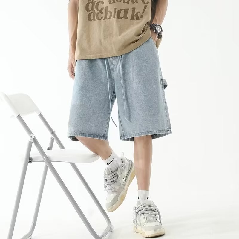 Summer Casual Loose Denim Shorts dark blue  - Image 3