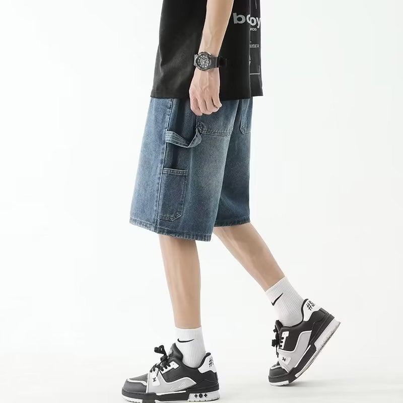 Summer Casual Loose Denim Shorts dark blue  - Image 2