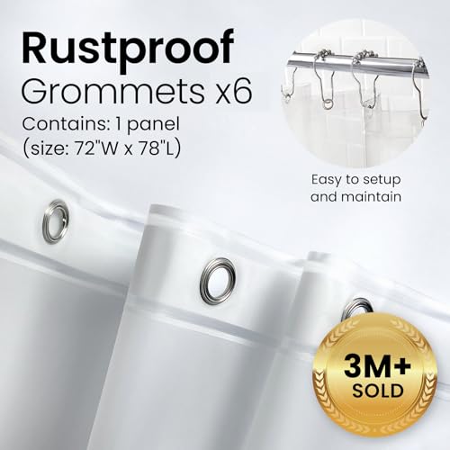 LiBa Bathroom Shower Curtain - Waterproof Plastic Shower Curtain Premium PEVA Non-Toxic Shower with Rust Proof Grommets Clear 8G Heavy Duty Bathroom Accessories 72x78 - Image 4