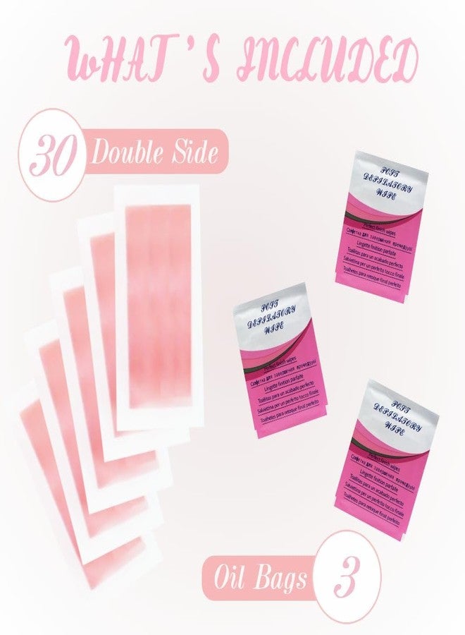 CVB Korean Formula Wax Strips for Women | 30 Body Hair Removal Strips | Removes Hair from the Root for Up to 28 Days | Includes Sweet Almond Oil Post-Wax Cloths & 3 Finish Wipes - Image 2