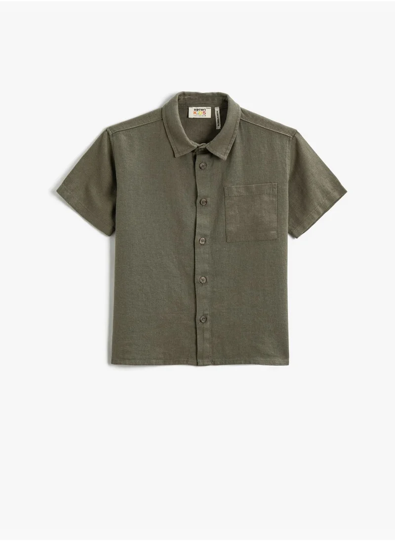 KOTON Linen Blend Shirt Short Sleeve