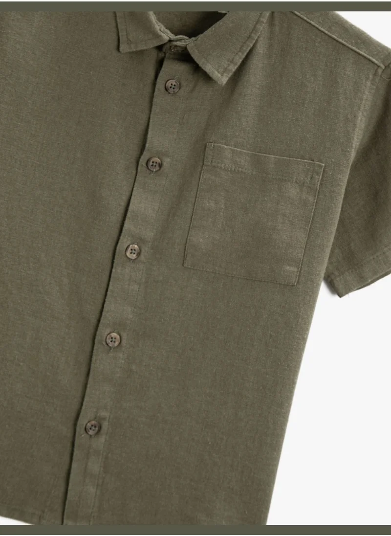 KOTON Linen Blend Shirt Short Sleeve