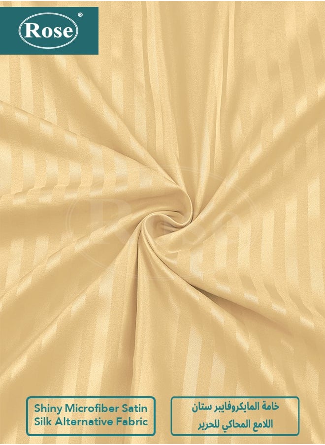 Rose Luxurious Hotel Stripe Fitted Sheet with Deep Pockets and Pillow Case, Bed Sheet 2-Pieces Set, Soft & Silky Microfiber Breathable and Cooling, Extra Twin Size 120x200+35 cm, Gold - pzsku/ZBAF9BFE478E313B4B65CZ/45/_/1713264528/16378200-6841-472e-925f-d268322effeb