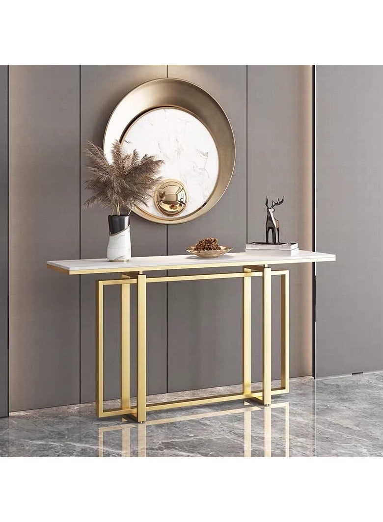 LINGWEI Console Table Metal Frame with Marble Surface Console Table For Entryway Hallway Sofa Side Table For Living room Bedside Table Nightstand For Bedroom - Image 1