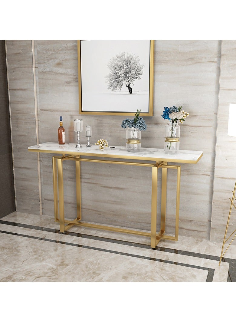 LINGWEI Console Table Metal Frame with Marble Surface Console Table For Entryway Hallway Sofa Side Table For Living room Bedside Table Nightstand For Bedroom - Image 2