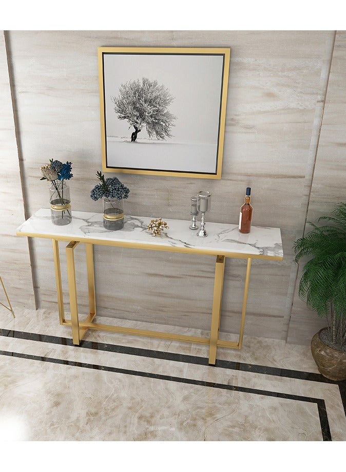 LINGWEI Console Table Metal Frame with Marble Surface Console Table For Entryway Hallway Sofa Side Table For Living room Bedside Table Nightstand For Bedroom - Image 3
