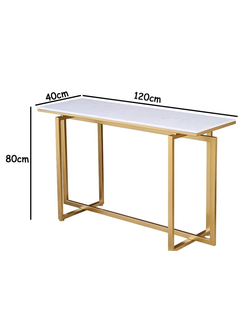 LINGWEI Console Table Metal Frame with Marble Surface Console Table For Entryway Hallway Sofa Side Table For Living room Bedside Table Nightstand For Bedroom - Image 4