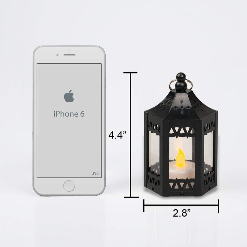 zkee Mini Star Lantern with Flickering LED,Battery Included,Christmas Decorative Indoor Candle Lantern（Set of 8,Black） - Image 3