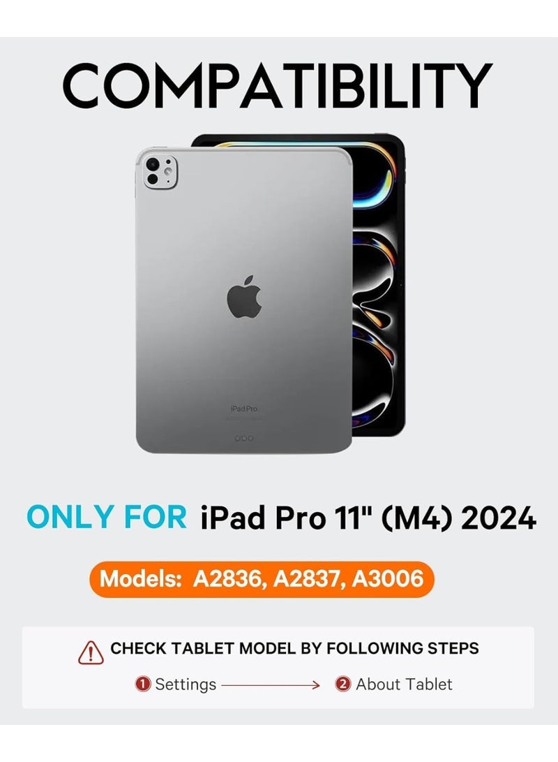 جراب لوحة مفاتيح عربي/إنجليزي لجهاز iPad Pro 11 بوصة (إصدار M4-2024 / M5-2025)، لوحة مفاتيح مغناطيسية قابلة للفصل بإضاءة خلفية بـ 7 ألوان، لوحة تتبع متعددة اللمس، غطاء حامل قابل للطي مع مكان لقلم Apple، قناتان بلوتوث - Image 2