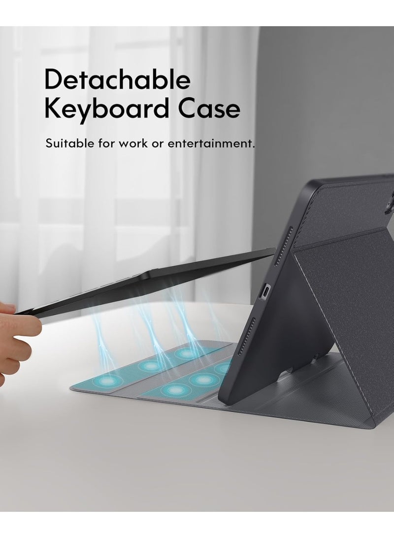 جراب لوحة مفاتيح عربي/إنجليزي لجهاز iPad Pro 11 بوصة (إصدار M4-2024 / M5-2025)، لوحة مفاتيح مغناطيسية قابلة للفصل بإضاءة خلفية بـ 7 ألوان، لوحة تتبع متعددة اللمس، غطاء حامل قابل للطي مع مكان لقلم Apple، قناتان بلوتوث - Image 3