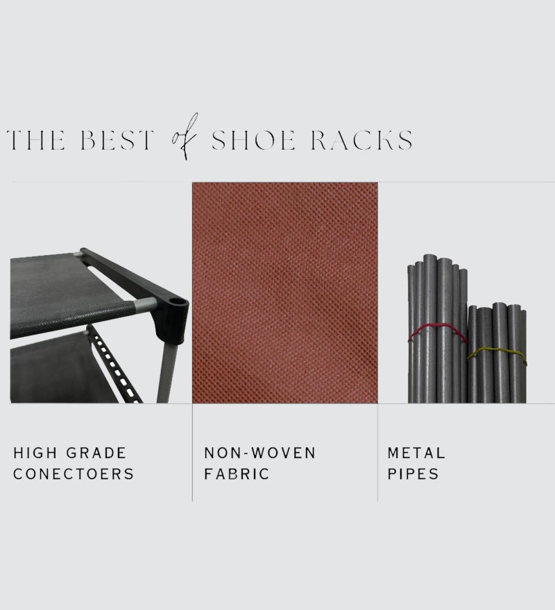 ROBMOB Multipurpose Foldable 12 Layer Shoe Rack Metal Shoe Stand, Organiser Shoe Rack for Home & Office (Brown, Metal), Cm - Image 2